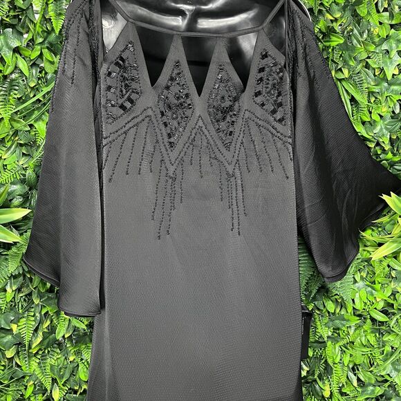 BCBGMAXAZRIA Dress Women Small Black Beaded Gown Boho Whimsigoth $428 NWT 1901 - Picture 11 of 12